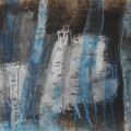 birkenwald, mischtechnik auf papier, 2017, 16x36cm